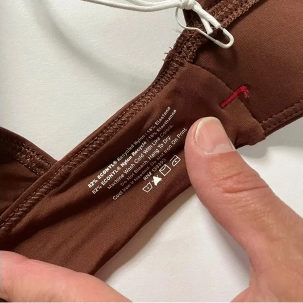 New Everlane Triangle Bikini Top Swimwear Brown - Picture 4 of 5